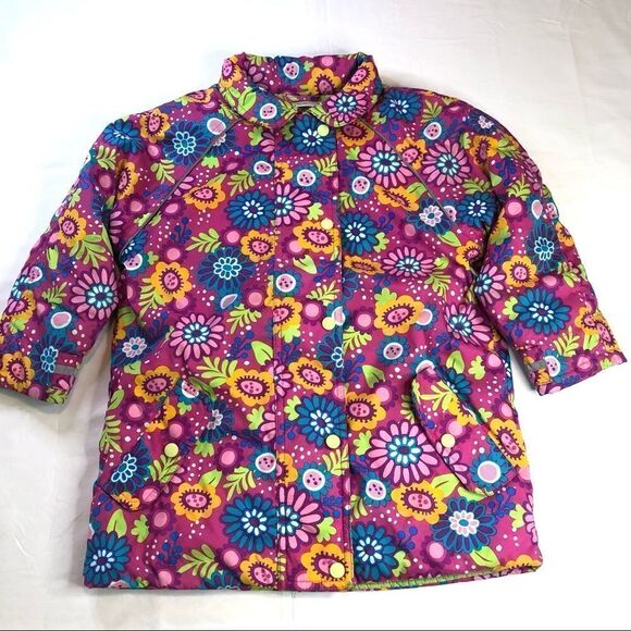 HANNA ANDERSSON COAT       FLORAL OUTDOOR WINTER PUFFER COAT - Picture 1 of 15